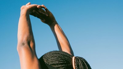 Woman stretching her arms